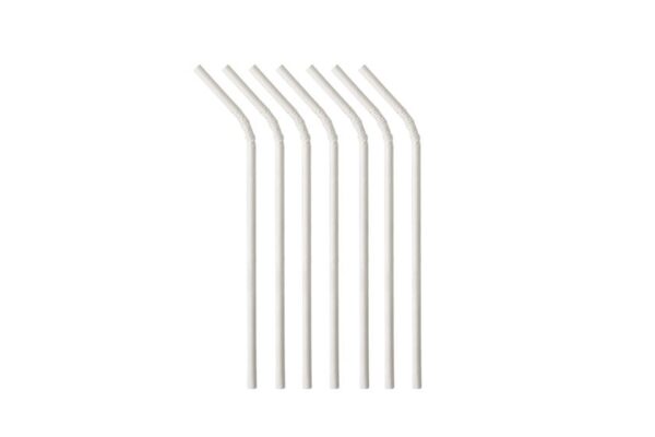 Paper Drinking Straws Flexible White Ø 0.6 cm, 21 cm | TESSERA Bio Products®