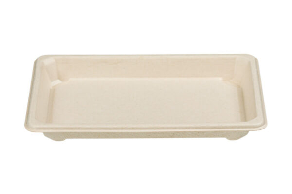 Sugarcane Sushi Tray N.15, with clear PET lid, 21,6 x 13,6 x 2,0 cm | TESSERA Bio Products®