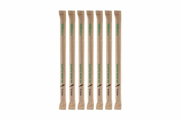 Paper Straws FSC® White Flexible Ø 0.6x21 cm Wrapped 1/1 | TESSERA Bio Products®