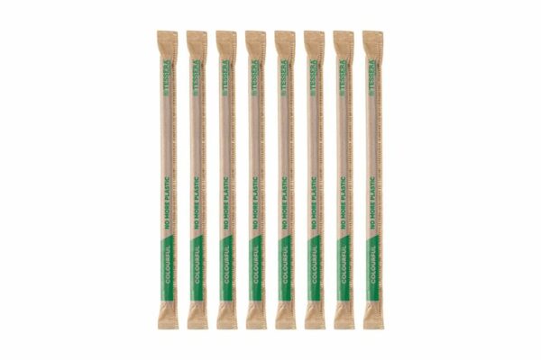 Paper Straws FSC® Straight Multicolour Wrapped 1/1 Ø 0.8 x 21 cm. | TESSERA Bio Products®