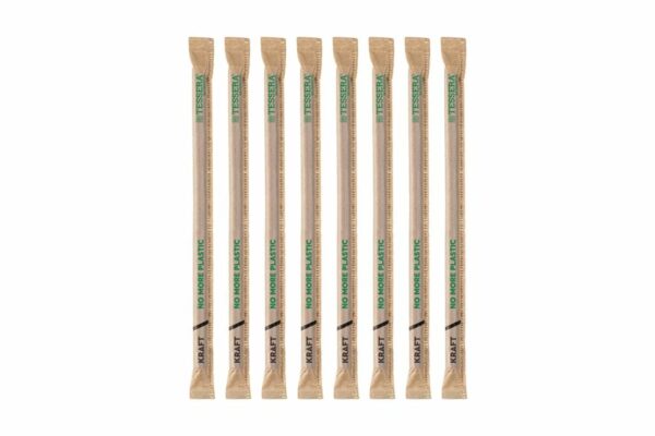 Paper Straws FSC® Straight Kraft 0.8x21 cm. Wrapped 1/1 | TESSERA Bio Products®