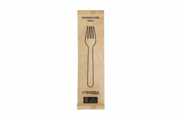 Wooden Fork 16 cm FSC, Wrapped 1/1 | TESSERA Bio Products®