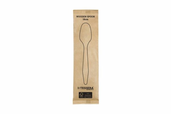 Wooden Spoon FSC® 18 cm. Wrapped 1/1 | TESSERA Bio Products®