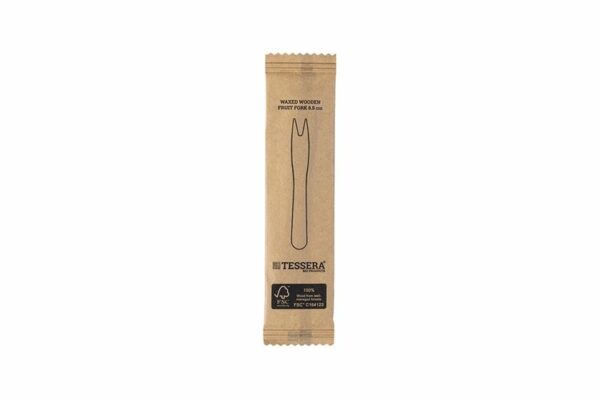 Wooden Mini Fork 8.5 cm FSC, Wrapped 1/1 | TESSERA Bio Products®
