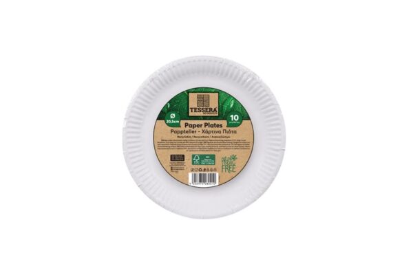 Round White Paper Plate FSC® Ø 20,5 cm. (10 pieces) | TESSERA Bio Products®