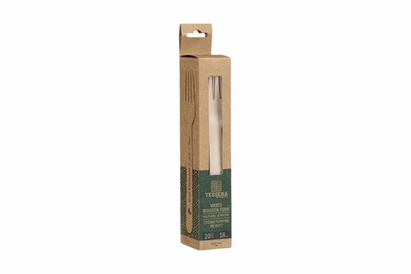 Wooden Forks 16cm Kraft FSC® Packaging (20 pieces) | TESSERA Bio Products®