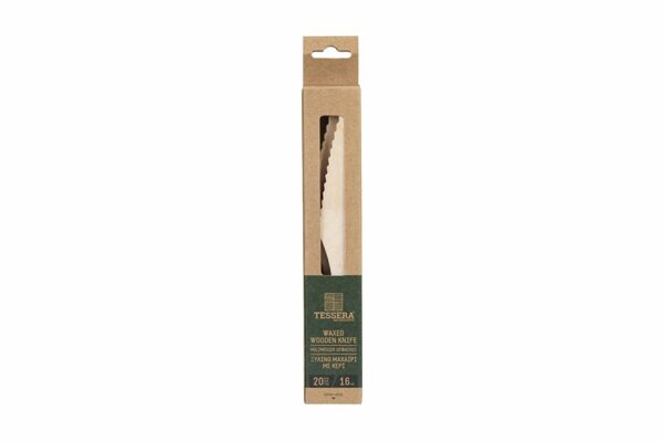 Wooden Knives 16cm in Kraft FSC® Packaging (20 pieces). | TESSERA Bio Products®