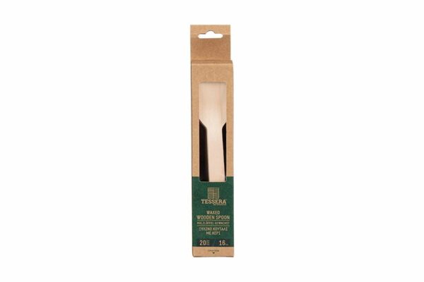 Wooden Spoon 16cm in Kraft Packaging FSC® (20 pieces). | TESSERA Bio Products®