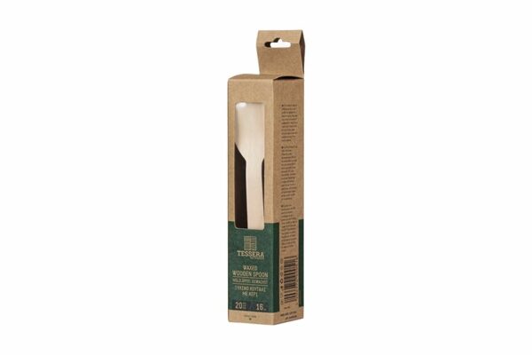 Ξύλινα κουτάλια 16cm σε Συσκευασία Κraft FSC® 4 x (25 x 20 τεμ). | TESSERA Bio Products®