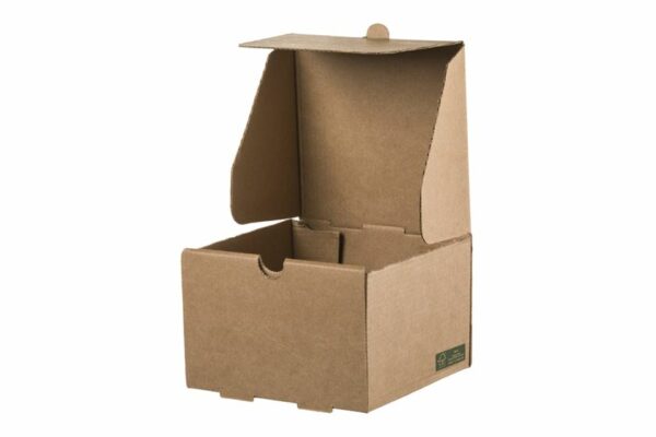 Χάρτινο kraft κουτί για burger, plastic free, 13x13x8,6cm, FSC®, 100τεμ. | TESSERA Bio Products®