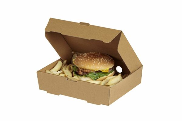 Σκεύος Φαγητού Kraft FSC® Παραλληλόγραμμο Burger 21.6 x 17 x 5.4 cm. | TESSERA Bio Products®
