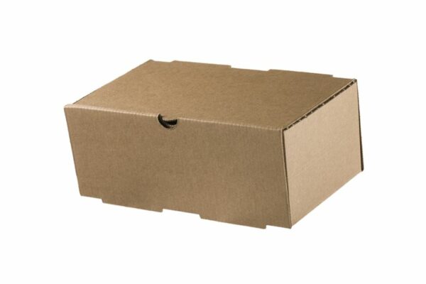 Xάρτινο kraft κουτί φαγητού με πτυχές, FSC®, για διπλό burger, plastic free, 22x12x9cm, 100τεμ. | TESSERA Bio Products®