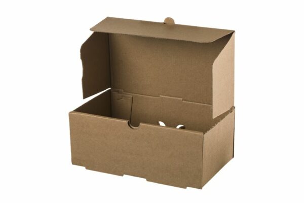 Kraft paper food box, for double burger, plastic free, 22x12x9cm, 100pcs. | TESSERA Bio Products®