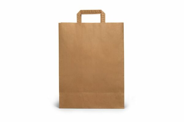 Χάρτινη Kraft Τσάντα Μεταφοράς με Ενισχυμένο Έσω Χεράκι 26 x 14 x 30 cm. | TESSERA Bio Products®