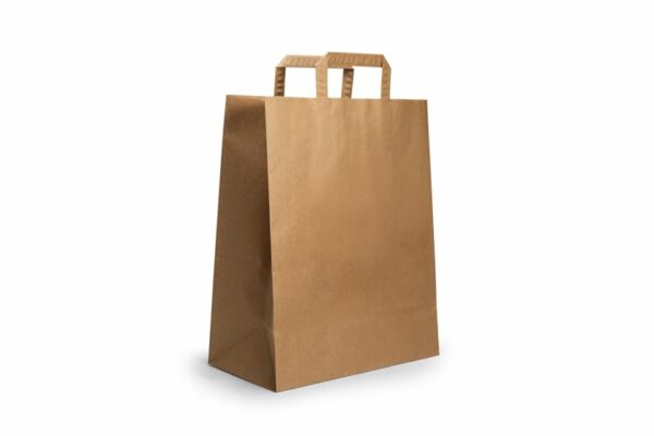 Kraft T-Shirt Take Away Bag 26x17x29 cm with Inside Handle | TESSERA Bio Products®