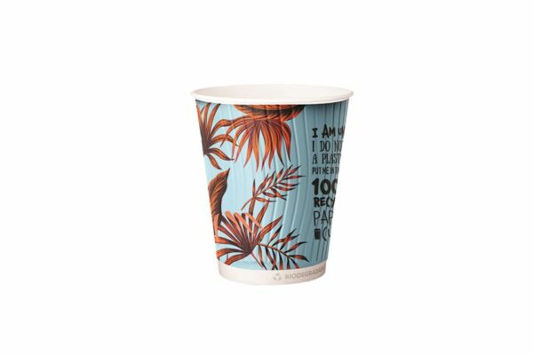 Double Wall Waterbased Paper Cups Nature Design 8oz. | TESSERA Bio Products®