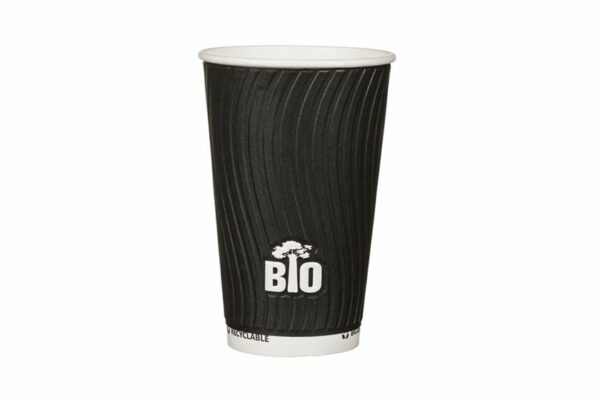 Double Wall Waterbased Paper Cups Black Bio Tree 16oz. | TESSERA Bio Products®