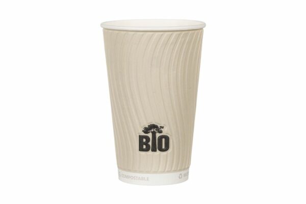 Χάρτινα Waterbased Ποτήρια Διπλού Τοιχώματος 16oz Ανάγλυφο Σχέδιο Grey Bio Tree | TESSERA Bio Products®