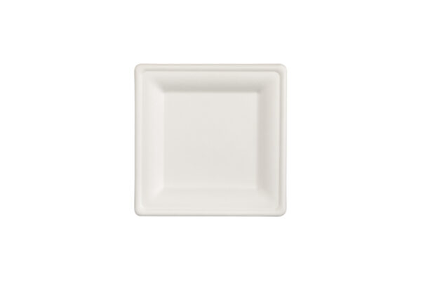 Square Sugarcane Plate White 20 cm. (10 pieces). | TESSERA Bio Products®