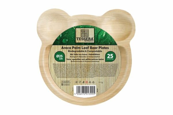 Palm Leaf Round Bear Plates Ø25 cm. | TESSERA Bio Products®