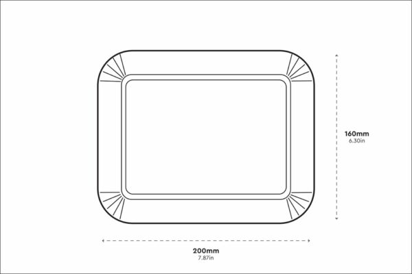 Rechteckige Pappteller weiß, 16 x 20 cm | TESSERA Bio Products®
