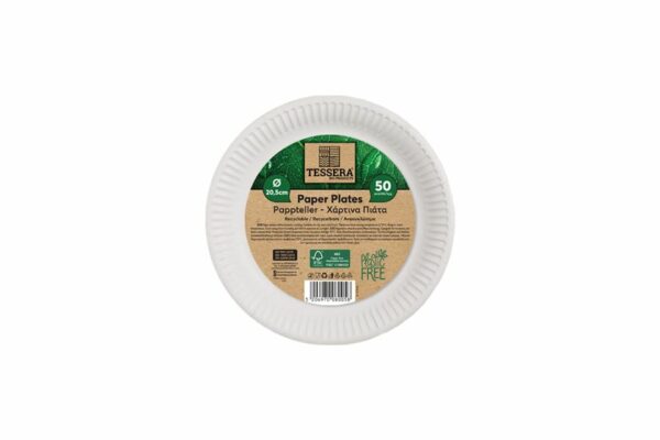 Χάρτινο Πιάτο FSC® Λευκό 20,5cm. | TESSERA Bio Products®