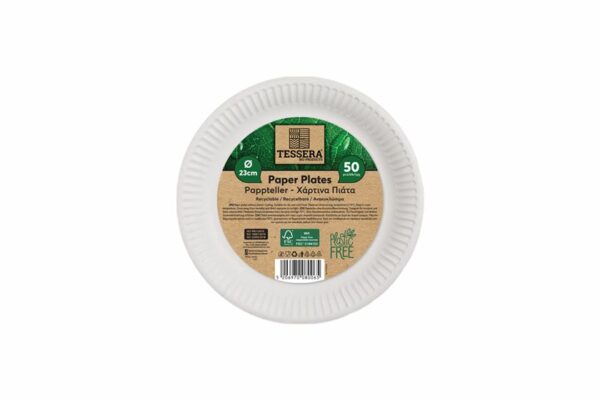 Χάρτινο Πιάτο FSC® Λευκό Ø23cm. | TESSERA Bio Products®