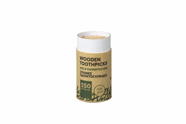 Wooden Toothpicks in Kraft Paper Tube (250 pieces) | TESSERA Bio Products®