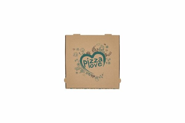 Χάρτινα Κουτιά Πίτσας Kraft FSC® σχέδιο "Pizza Love" 22x22x4cm. | TESSERA Bio Products®