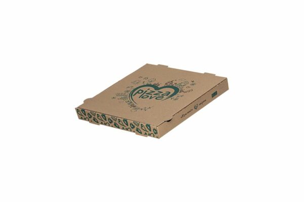 Χάρτινα Κουτιά Πίτσας Kraft FSC® σχέδιο "Pizza Love" 22x22x4cm. | TESSERA Bio Products®
