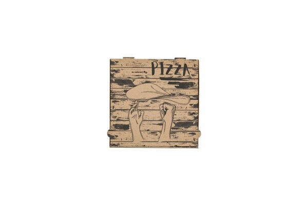 Χάρτινα Κουτιά Πίτσας Kraft FSC® με Σχέδιο "Pizza Hands" 22x22x4cm. | TESSERA Bio Products®