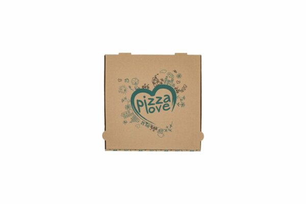 Kraft Paper Pizza Boxes"Pizza Love" Design FSC®24x24x4cm. | TESSERA Bio Products®