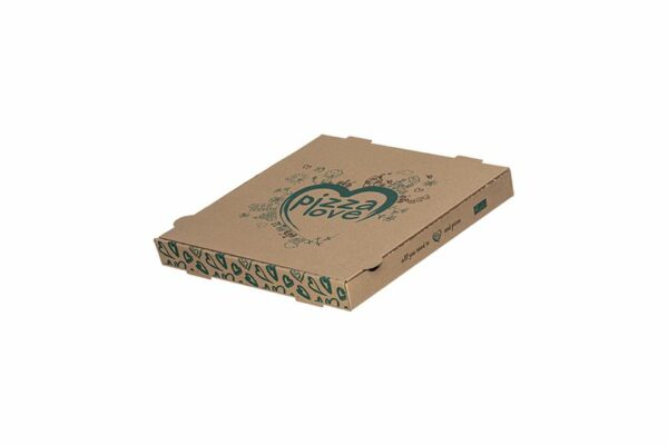 Χάρτινα Κουτιά Πίτσας Kraft FSC® με Σχέδιο "Pizza Love'' 24x24x4 cm. | TESSERA Bio Products®