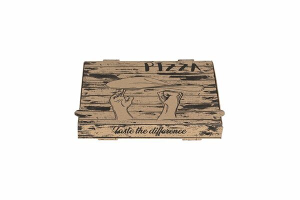 Χάρτινα Κουτιά Πίτσας Kraft FSC® με Σχέδιο "Pizza Hands" 24x24x4cm. | TESSERA Bio Products®