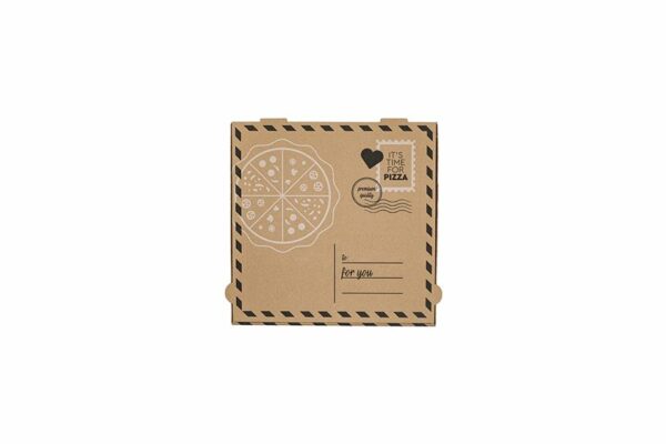 Χάρτινα Κουτιά Πίτσας Kraft FSC® με Σχέδιο "Letter" 24x24x4cm. | TESSERA Bio Products®