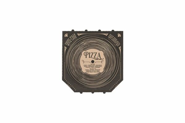 Χάρτινα Κουτιά Πίτσας Kraft FSC® σχέδιο "Δίσκος Βινυλίου" 26x26x4 cm. | TESSERA Bio Products®