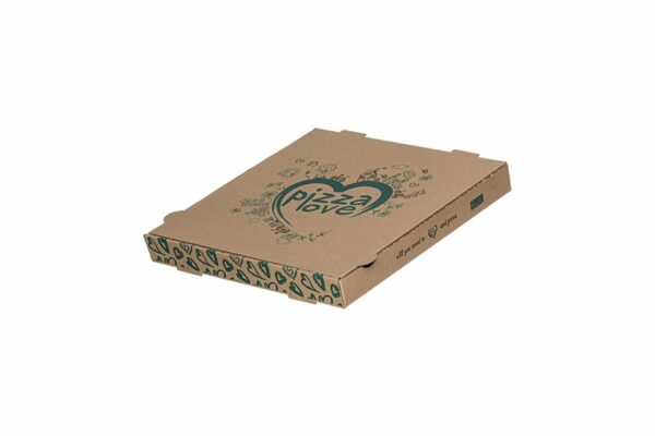 Χάρτινα Κουτιά Πίτσας Kraft FSC® σχέδιο "Pizza Love" 26x26x4 cm. | TESSERA Bio Products®