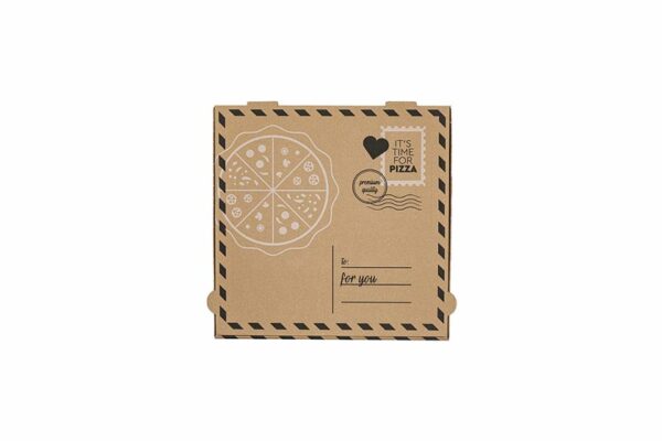 Χάρτινα Κουτιά Πίτσας Kraft FSC® σχέδιο "Letter" 28x28x4cm. | TESSERA Bio Products®
