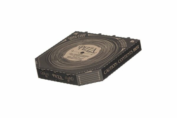 Kraft Paper Pizza Boxes Vinyl Disc Design 29x29x4 cm. | TESSERA Bio Products®