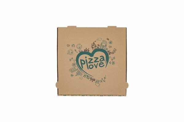Χάρτινα Κουτιά Πίτσας Kraft FSC® με Σχέδιο "Pizza Love" 30x30x4cm. | TESSERA Bio Products®