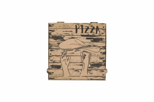 Χάρτινα Κουτιά Πίτσας Kraft FSC® με Σχέδιο "Pizza Hands" 30x30x4cm. | TESSERA Bio Products®