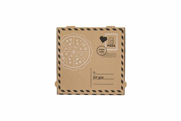 Kraft Paper Pizza Boxes Letter DesignFSC® 30x30x4cm. | TESSERA Bio Products®