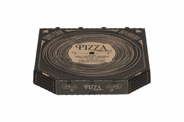 Χάρτινα Κουτιά Πίτσας Kraft με Σχέδιο "Δίσκος Βινυλίου" 31x31x4,2 cm. | TESSERA Bio Products®