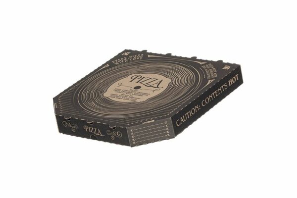 Kraft Paper Pizza Boxes Vinyl Disc Design 31x31x4,2 cm. | TESSERA Bio Products®