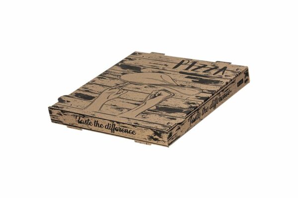 Χάρτινα Κουτιά Πίτσας Kraft FSC® με Σχέδιο "Pizza Hands'' 33x33x4cm. | TESSERA Bio Products®