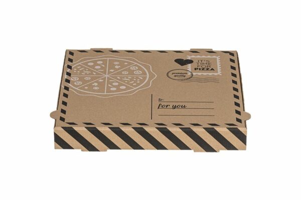 Χάρτινα Κουτιά Πίτσας Kraft FSC®με Σχέδιο "Letter" 33x33x4cm. | TESSERA Bio Products®
