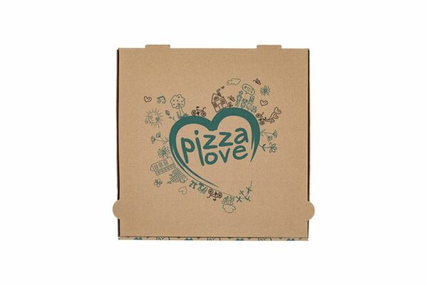 Kraft Paper Pizza Boxes "Pizza Love" Design FSC® 36x36x4,2cm. | TESSERA Bio Products®