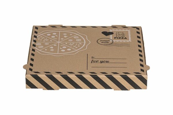 Kraft Paper Pizza Boxes Letter Design FSC®36x36x4,2cm. | TESSERA Bio Products®