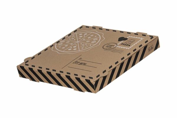 Χάρτινα Κουτιά Πίτσας Kraft FSC® σχέδιο "Letter" 40x40x4,2 cm. | TESSERA Bio Products®