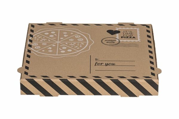 Χάρτινα Κουτιά Πίτσας Kraft FSC® με Σχέδιο "Letter" 40x40x4,2 cm. | TESSERA Bio Products®
